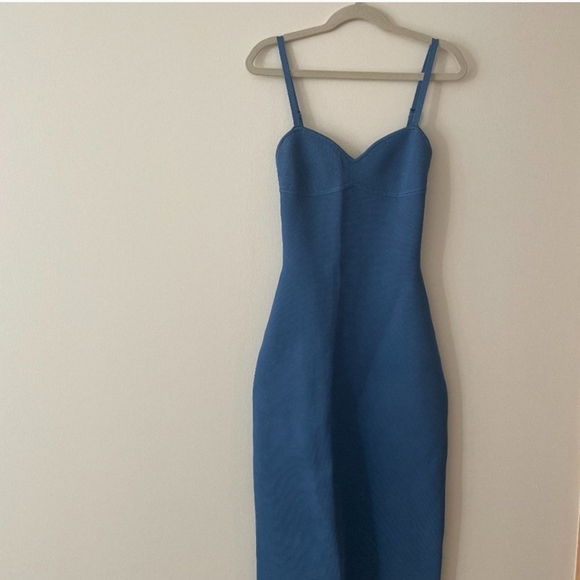 💓 Babaton Lariat bodycon knee length dress flagstone blue S - Picture 4 of 5